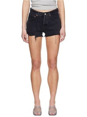 AGOLDE Black Parker Vintage Cut Off Denim Shorts- Size 28